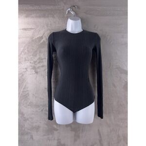 Maison Margiela MM6 Bodysuit Ribbed Womens Size Small Black Minimalist